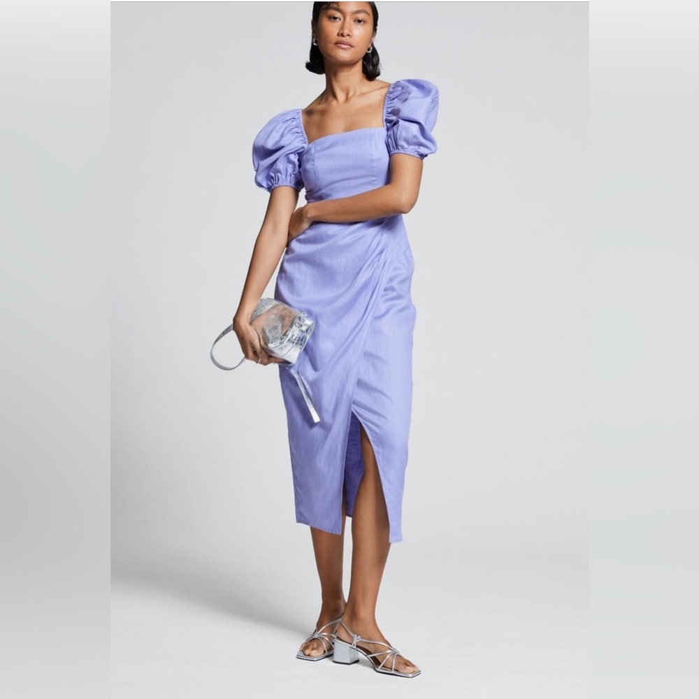 & Other Stories  Puff Sleeve Square Neck Midi Dress